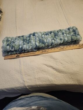 Soft Chunky Knit Scarf Wrap in Light Blue & Sage